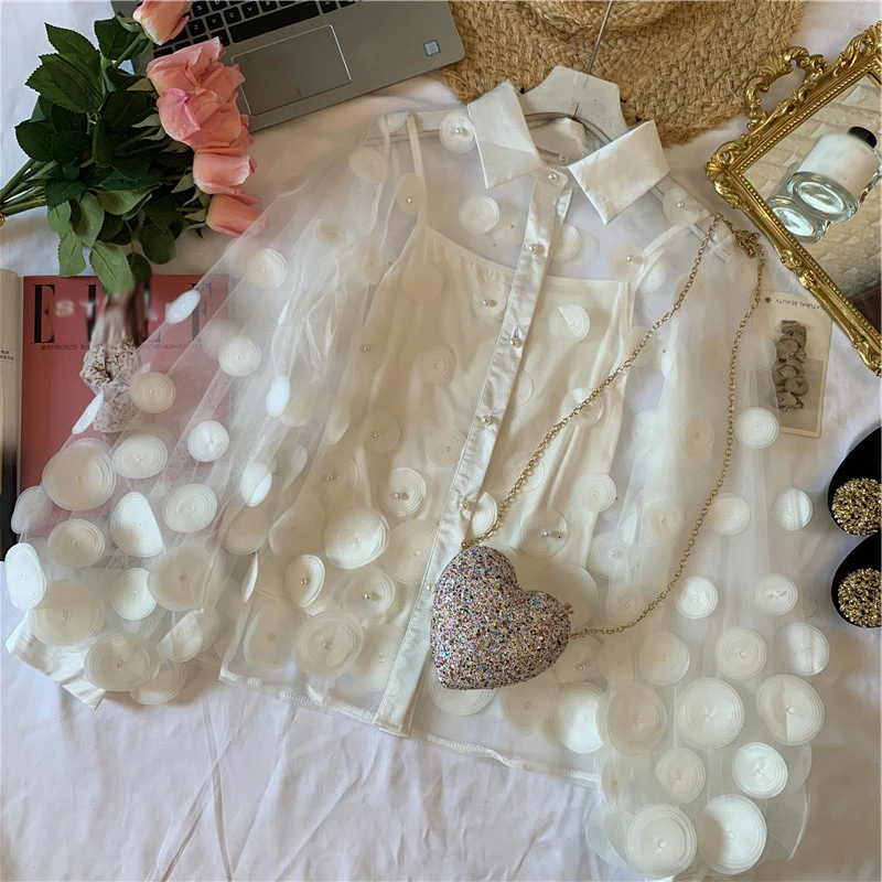 TWOTWINSTYLE повседневная сетчатая блузка с отложным воротником рубашка сексуальный