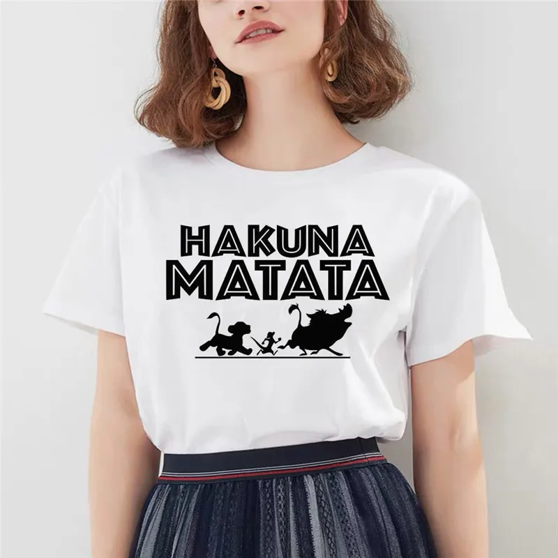 Хакуна матата рубашка Женская Harajuku футболка Летняя графическая печать Топ футболки Модная женская футболка - Цвет: 5669