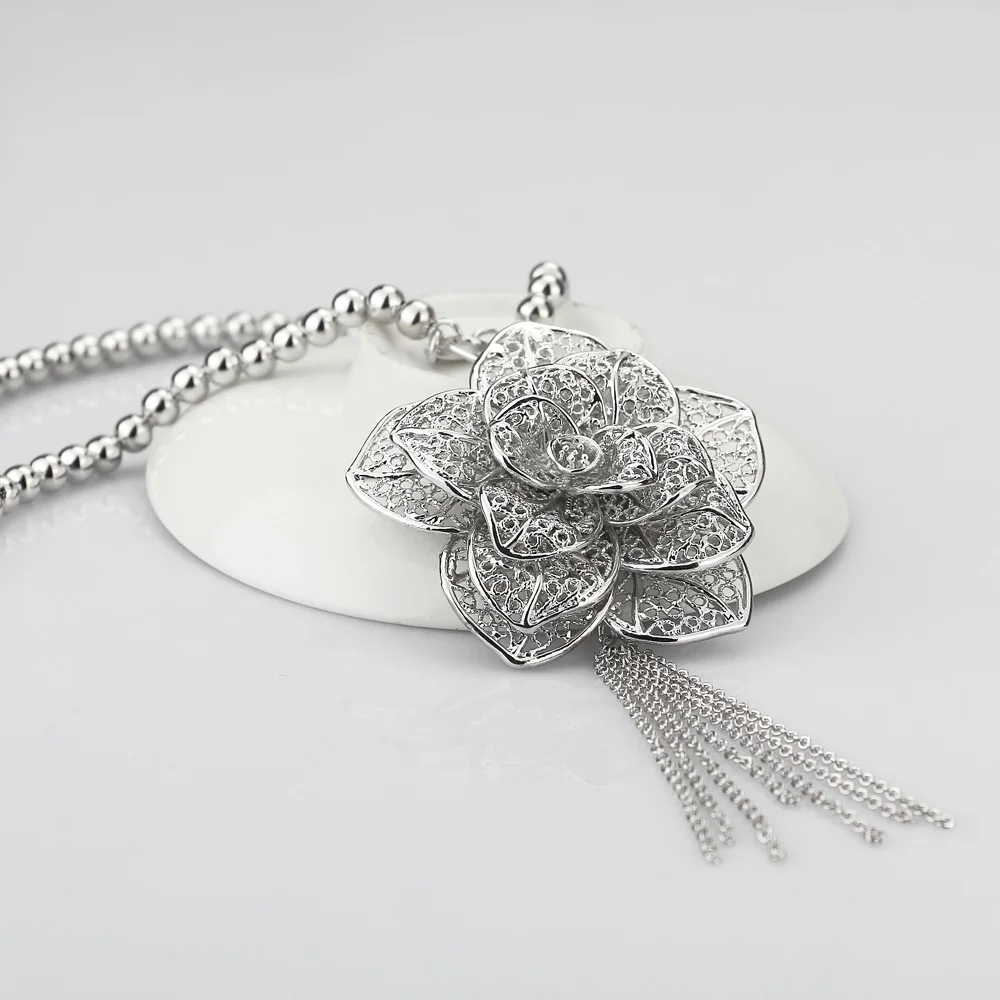 Богемное винтажное длинное ожерелье с подвеской в виде цветка для женщин новые