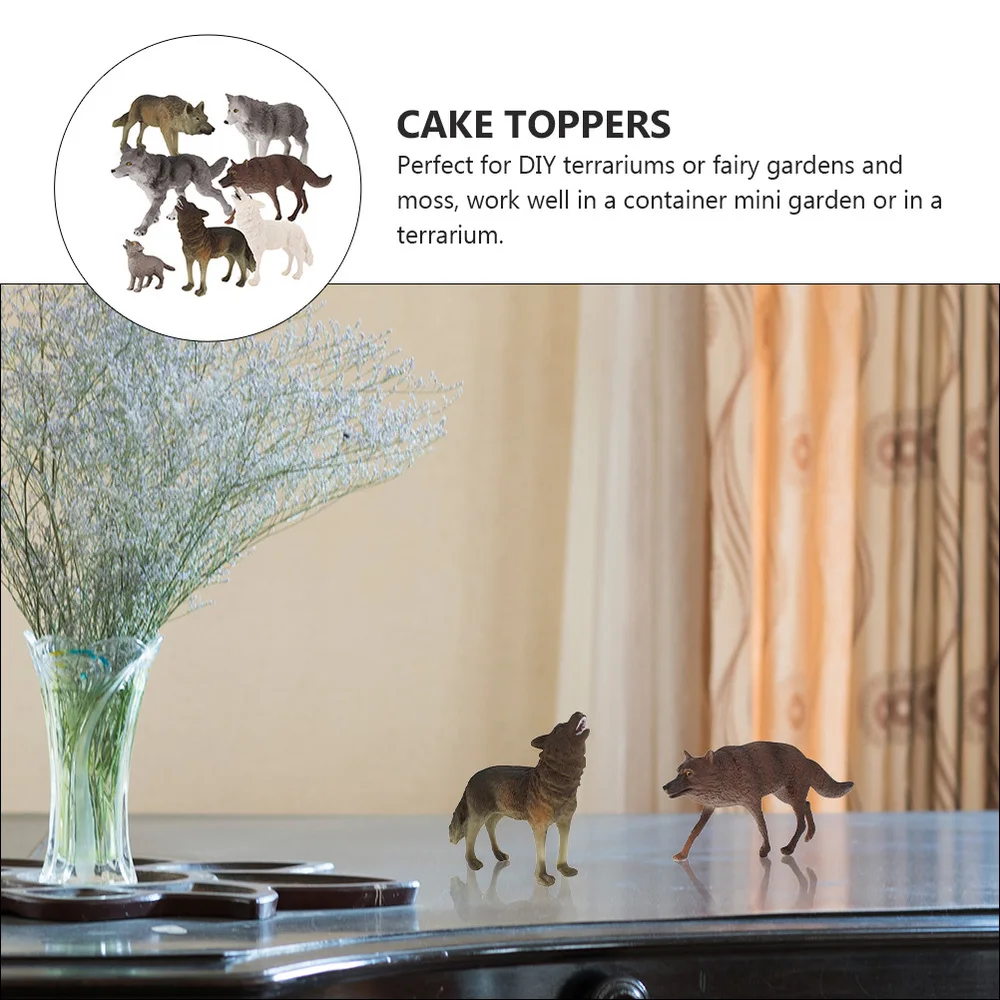 

7Pcs Realistic Wolf Adornment Micro Landscape Desktop Decors Garden Decor