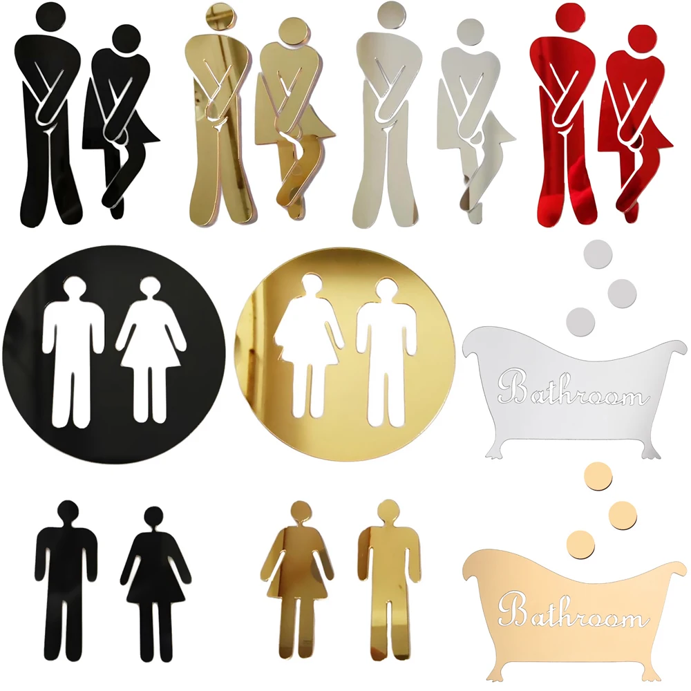 

Interesting vinyl wall stickers for doors, toilet entrance signs, 1 set, public places, home decoration