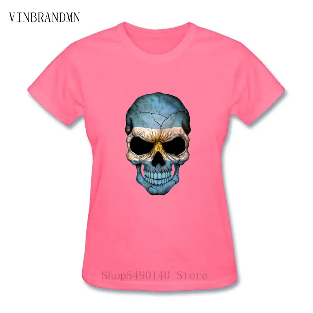Sugar Skull Argentina Flag дизайнерская женская футболка из 100% хлопка в стиле хип-хоп уличная