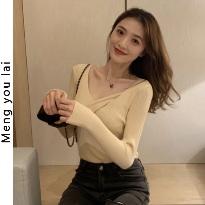 

Свитер женский осенний трикотажный, теплый, однотонный