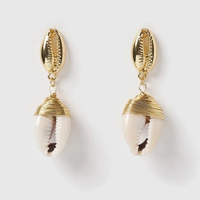 Женские серьги подвески из нержавеющей стали с бусинами и пресноводным