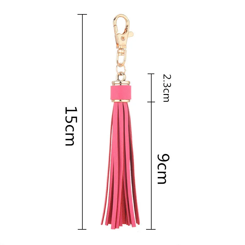 

14 Colors Tassels Keyring For Keychain Leather Tassels Women Bag Pendant Alloy Car Key Chain Ring Holder Trendy Jewelry Gifts