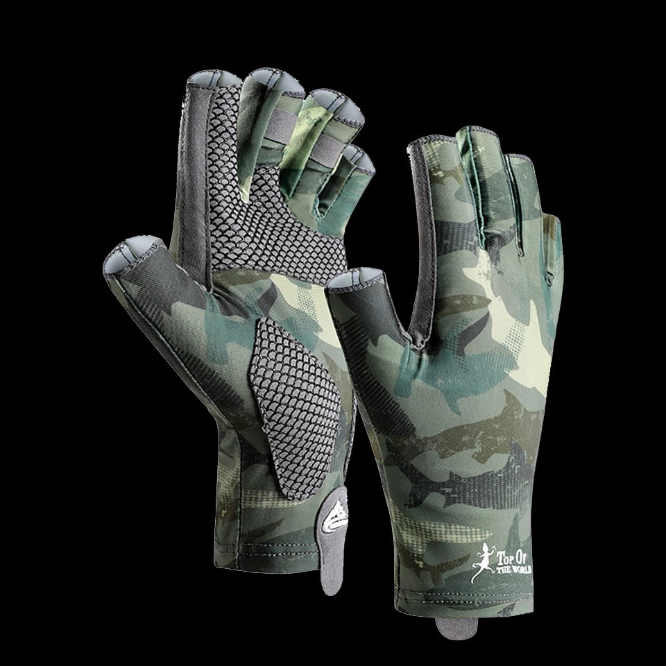 

WALK FISH Professional Fishing Gloves Half Finger Ice Silk Sunscreen Quick-release Palm Anti-slip Cut-proof Outdoor Gloves