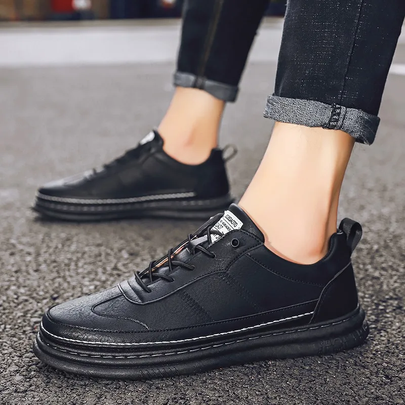 

Spring 2020 Walking Shoes For Men Black Men Pu Leather Footwear Comfortable Men Flats Shoes Brand Designer Walking Shoes Mens