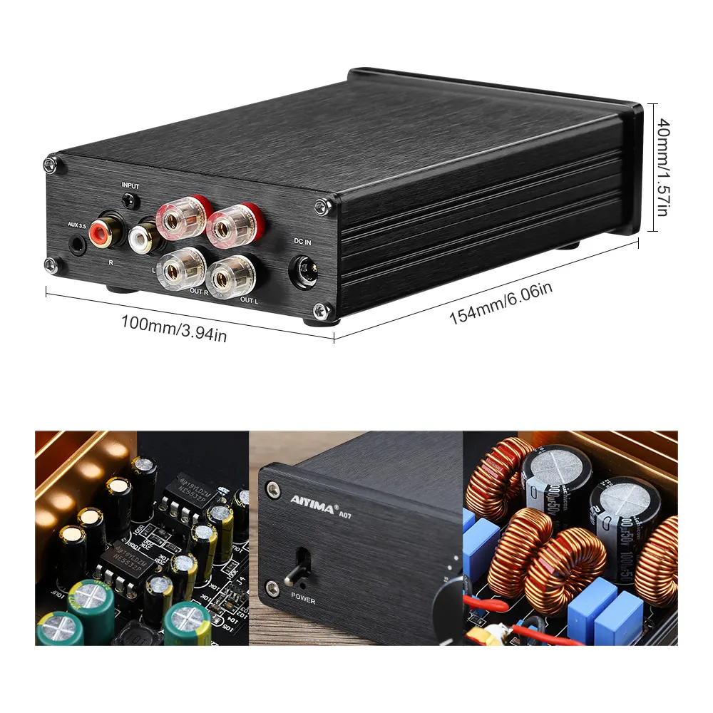AIYIMA Mini HIFI TPA3255 Stereo 2.0 Channel 300W*2 High Power Digital Amplifier Class D Audio AMP For Home Sound Theater DIY