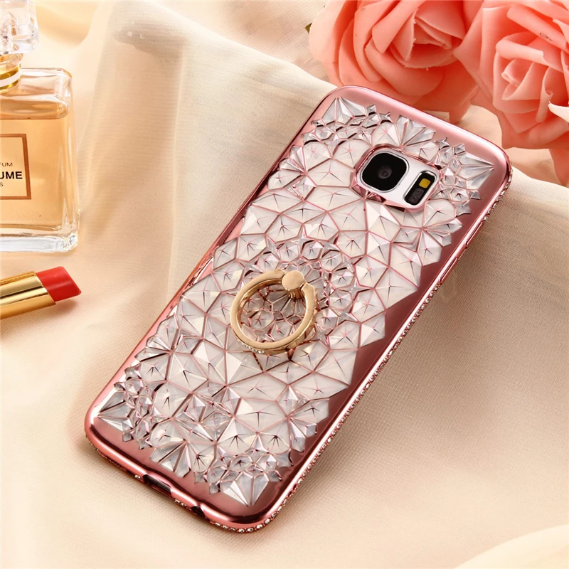 Роскошный 3D чехол для телефона с бриллиантовым кольцом Samsung Galaxy Note 10 9 8 S7 Edge S20 Ultra