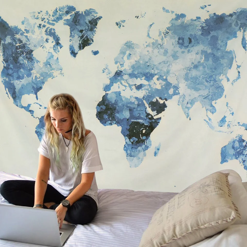 

Psychedelic Art Tapestry Vintage Tropical Dorm Room Girl Tapestry Wall World Map Pink Slaapkamer Decoratie Wall Decor DE50GT