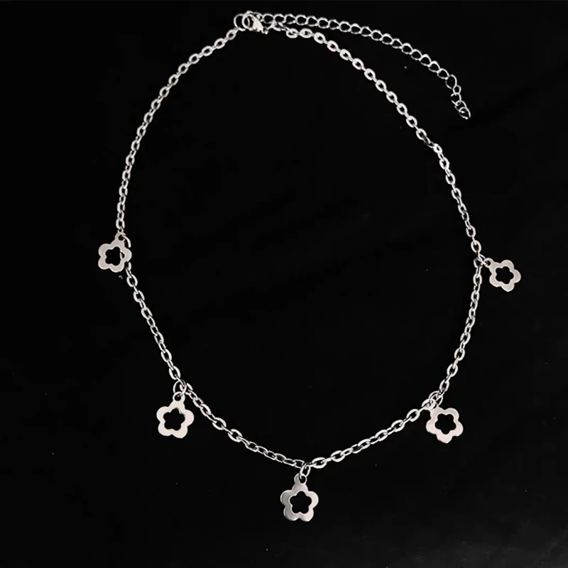 small flower Милое каваи цветок женское колье-подвеска сладкий корейский Harajuku ожерелье Панк Хип Hp рок крутой девушки из нержавеющей стали ожерелье - Окраска металла: small flower