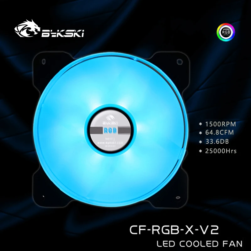 Bykski CF-RGB-X-V2 Radiator Fans 11 leaf 120mm RGB CASE FAN 12V4Pin Header RGB Motherboard Remote Control Symphony PC Cooling