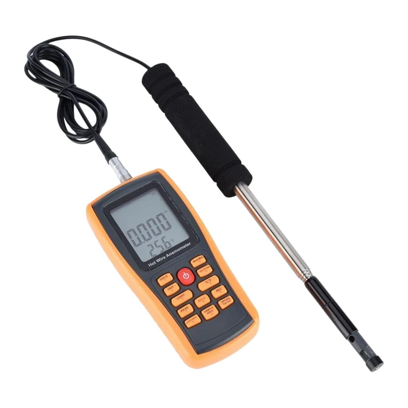 

GM8903 Wind Speed Meter Long Proble Hot Wire Anemometer With 350 Groups Data Logging And PC Software