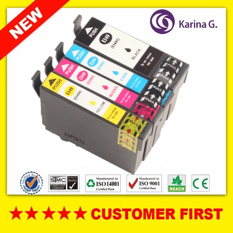 Совместимый для Epson T349 T3491 T3492 T3493 T3494 чернильный картридж рабочей силы WF 3721 и т.