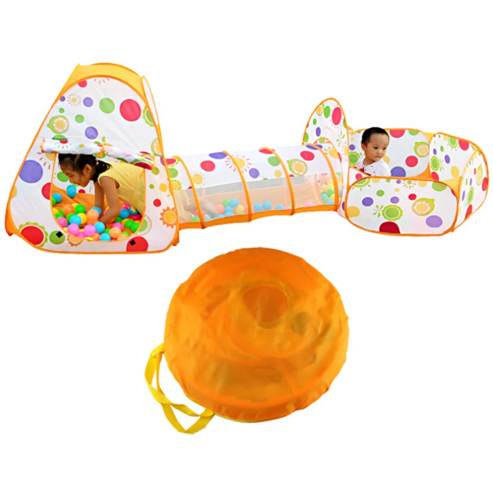 3 in 1 Pop Up Play Tent Baby Pool Tube Teepee Children Ocean Ball Pit Foldable Pipeline Crawling Game House | Игрушки и хобби