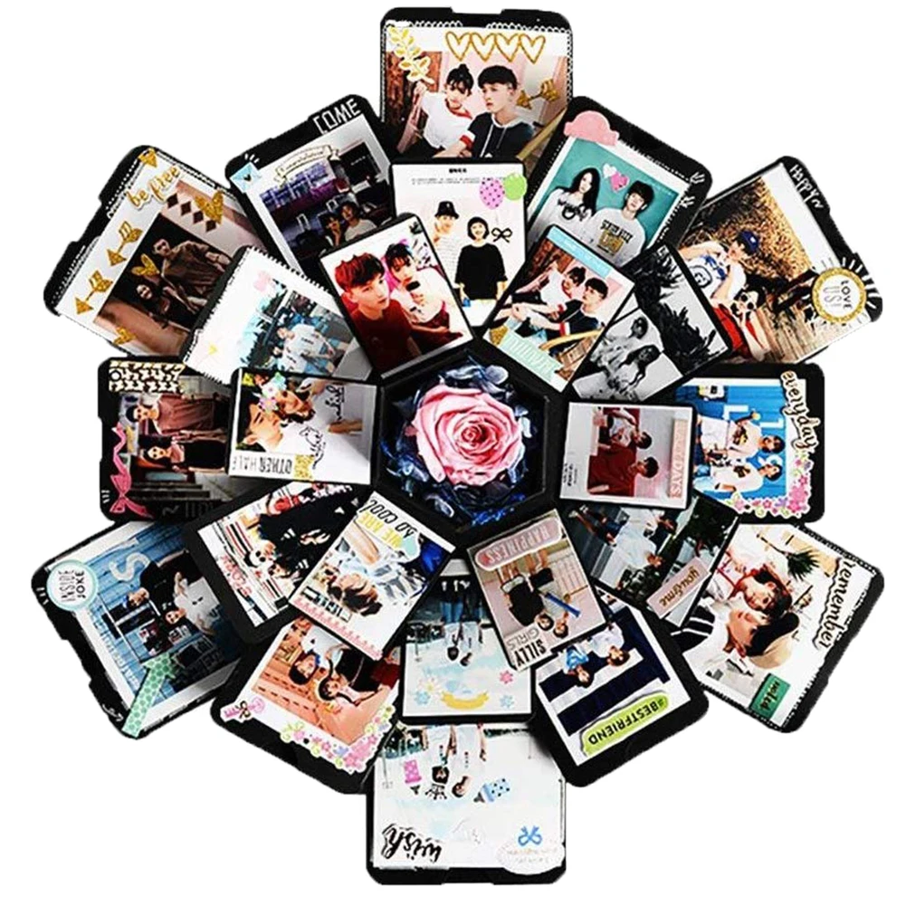 Шестигранник 5 слоев 6 сторон сюрприз открыть-вверх DIY Фотоальбом день рождения любовник Романтическая Подарочная коробка Рождественские украшения для дома