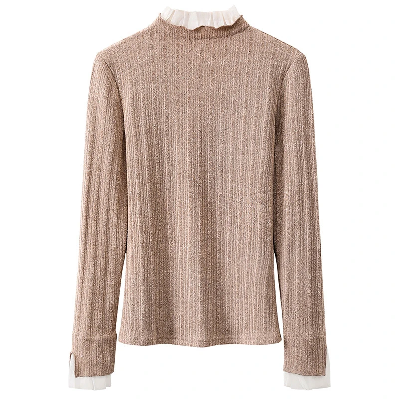 

Ruffles Turtleneck Women Sweater Pullovers Flare Long Sleeve Autumn Winter Top Knit Stretchy Knitwear Jumper Fit Slim T06410B
