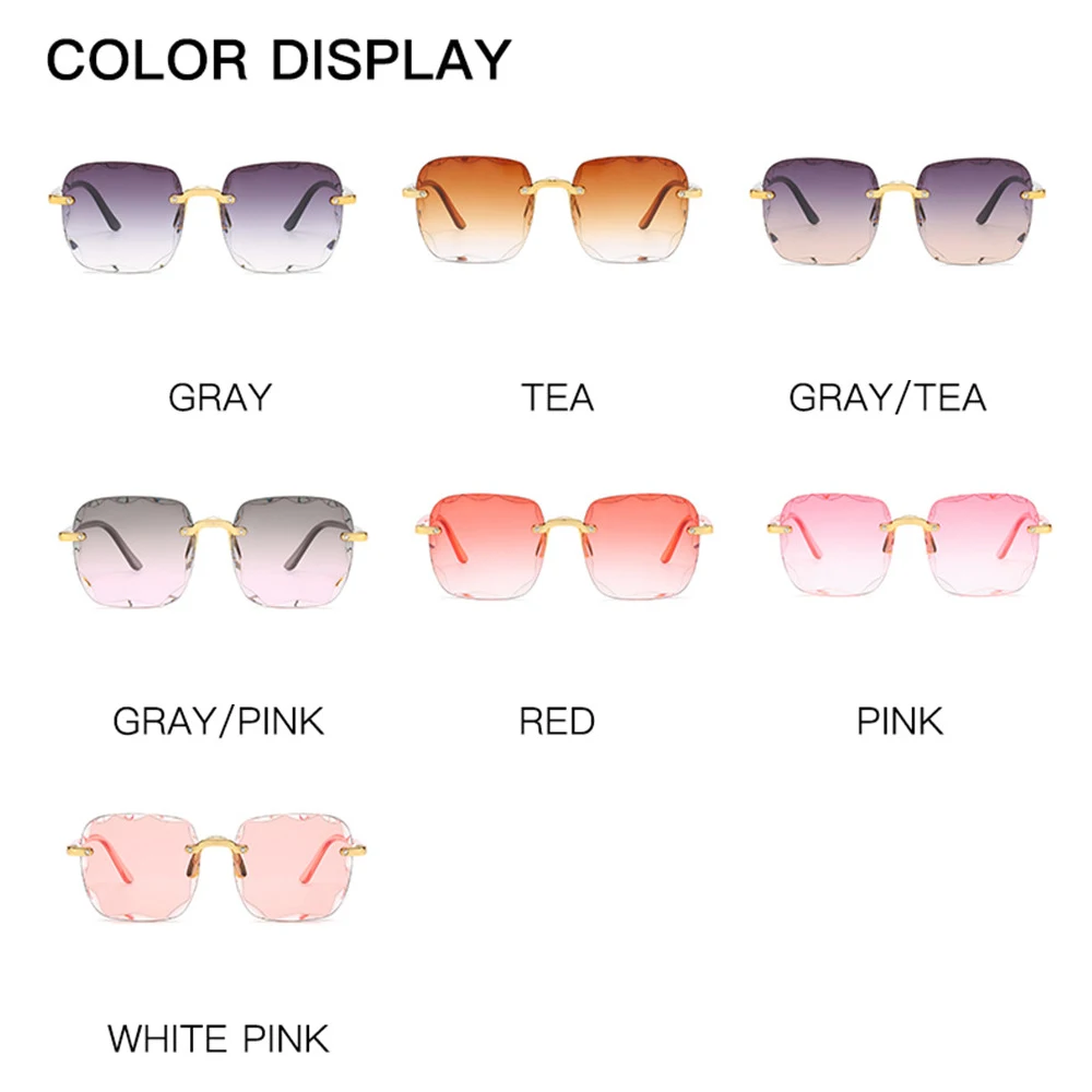 

LongKeeper Square Sunglasses Women Rimless Gradient Sun Glasses Women Brand Designer Retro Pink Outdoor Lentes De Sol Mujer