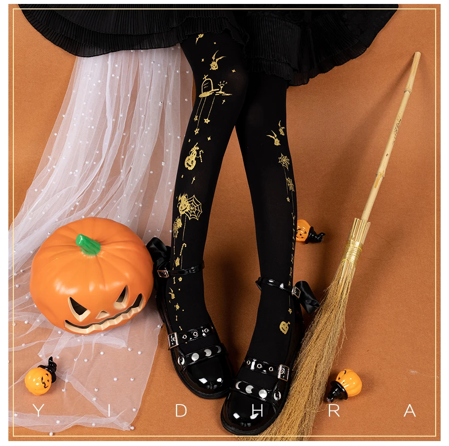 

Pumpkin ghost Halloween Pantyhose Lolita Girl Tight Socks Japanese Style Gothic Women's Cosplay Party Pantynose Long Stocking