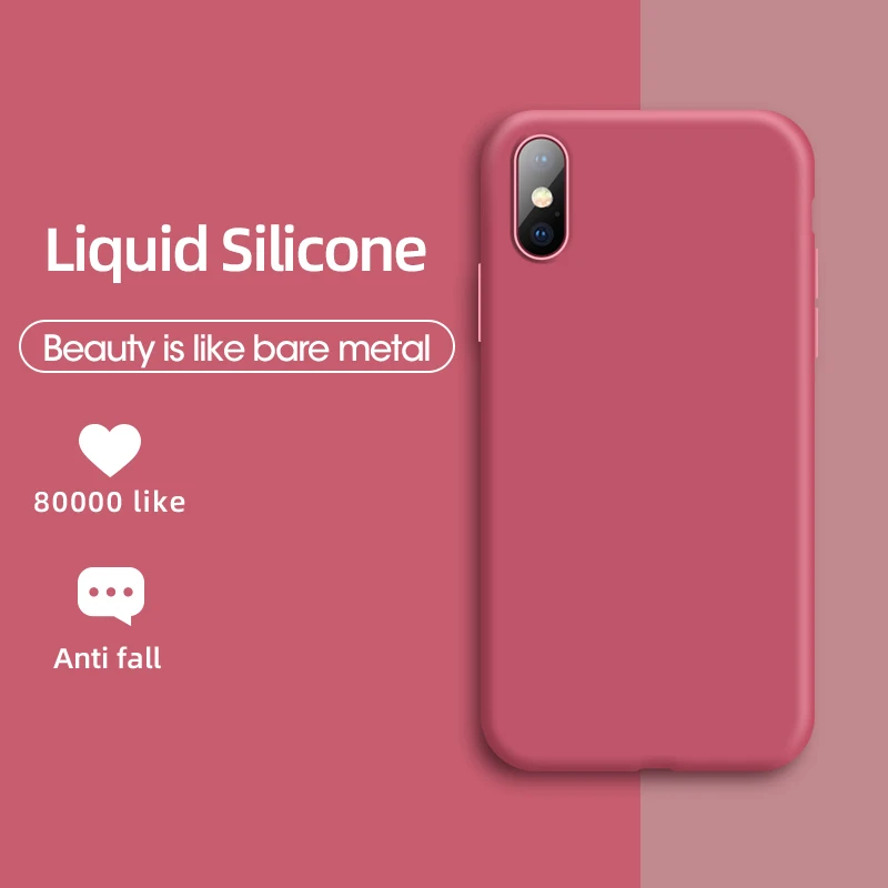 Официальный жидкий силиконовый чехол для iPhone 7, 8, 6, 6 Plus, однотонный Прозрачный Бампер для iPhone X, Xs, Max, XR, Funda Coque Capa