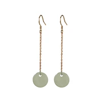 s925 sterling silver gold plated hetian gray jade earrings retro simple peace buckle womens ear hook earrings