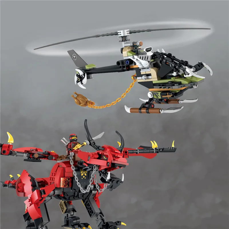 Ninjago серия firstborn красный дракон Охотник вертолет Броня Строительный набор