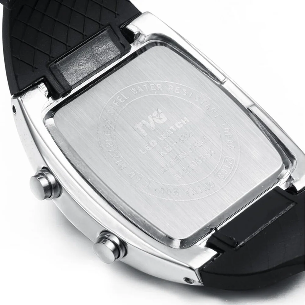 TVG модные двоичные часы мужские светодиодные цифровые электронные наручные