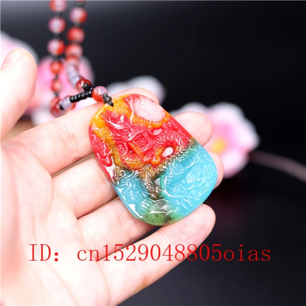 Натуральный цвет Нефритовый камень кулон дракона бусы ожерелье Китайский жадеит