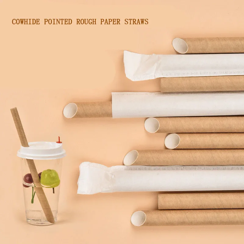 

100Pcs/Lot Multicolor Disposable Thick Paper Straws Creative Handmade Bendable Beverage Straws Long Juice Straws Wholesale