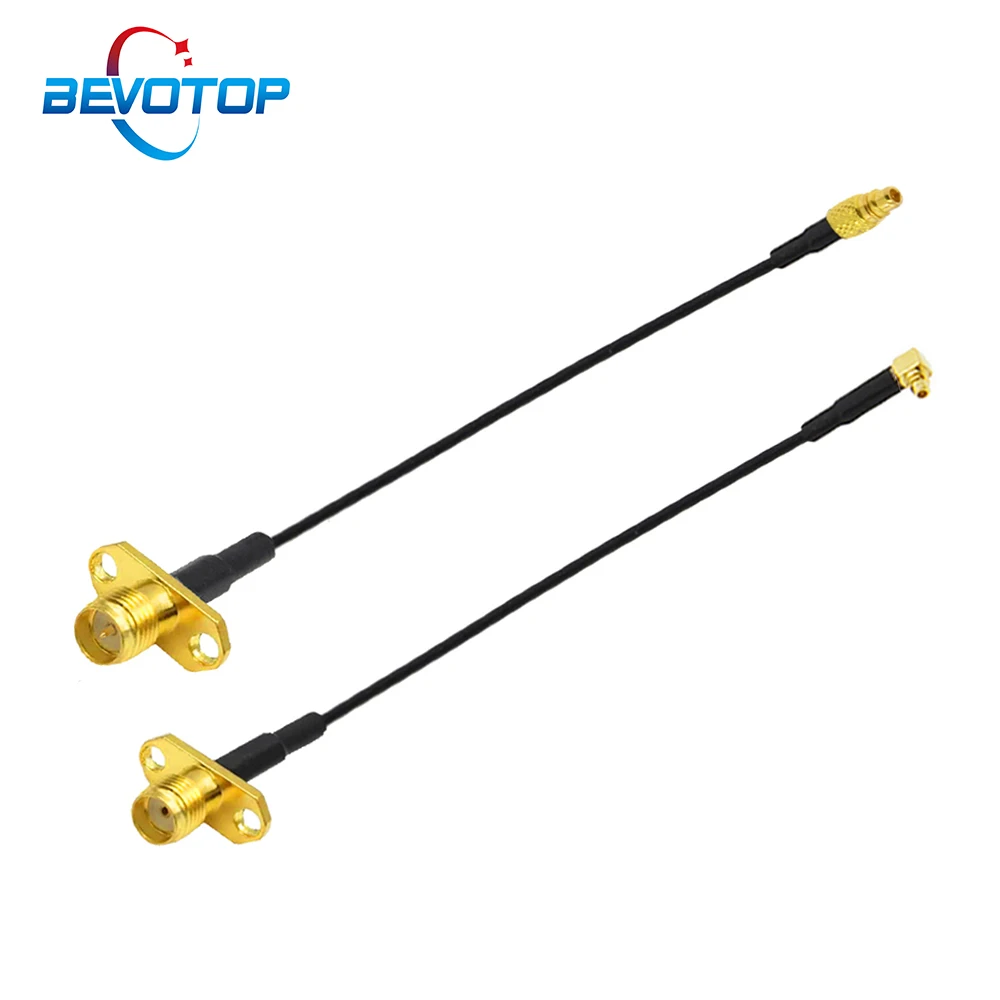 2PCS/LOT MMCX to SMA/RP-SMA Female Flange Panel Mount RF1.37 Pigtail Cable FPV Antenna Extension Cord for TBS Unify PandaRC VTX