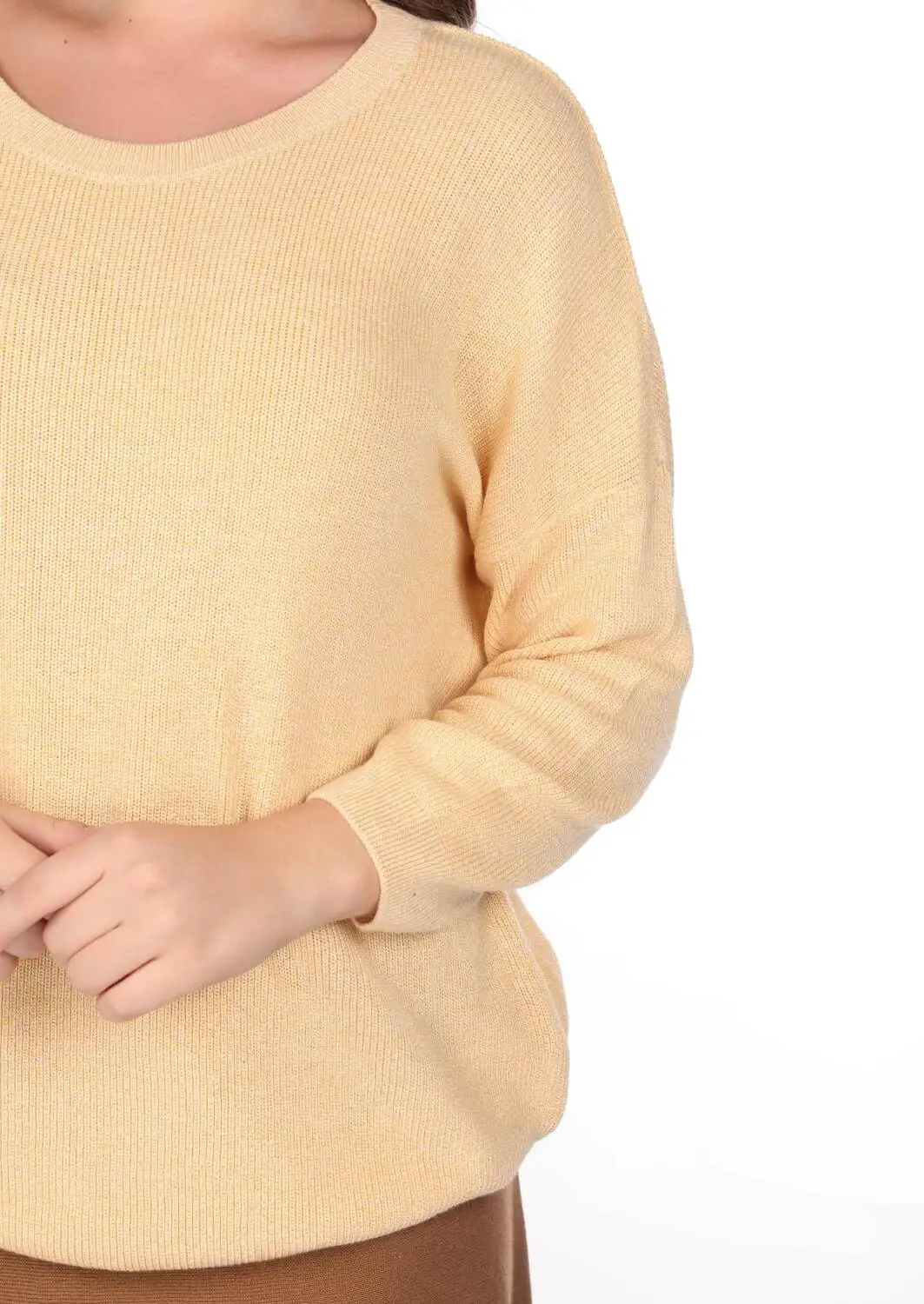 

Yellow Crew Neck Womens Knitwear Sweater