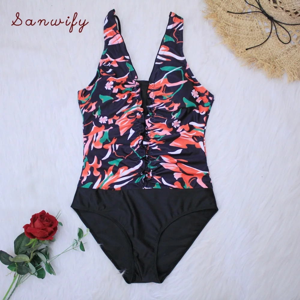

2020 Plus Size Piece Swimwear Sexy Women Bikini Dots Summer Padded Floral Bathing Suit Girls Ladies