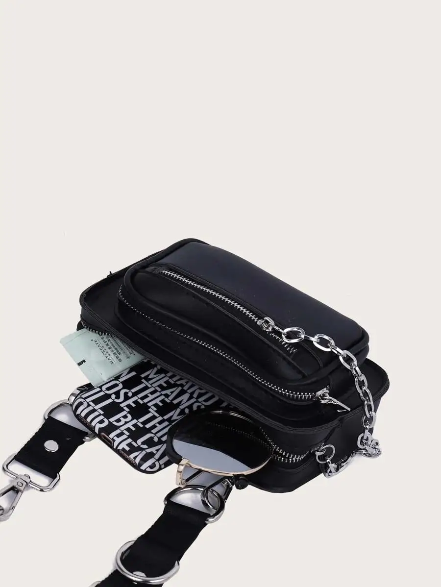 Chain Decor Crossbody Bag With Purse