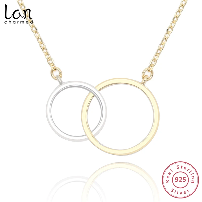 Lancharmed 925 пробы Серебряное переплетенное круглое ожерелье 14 к желтое золото