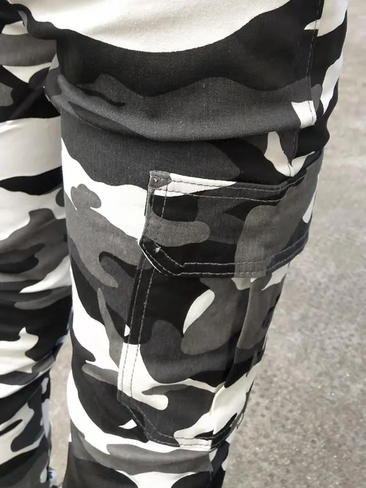 Fashion Men Camouflage Jeans Slim Fit Multi-Pocket Cargo Pants Army Long Trousers Business Casual Camo Joggers Sweatpants Male