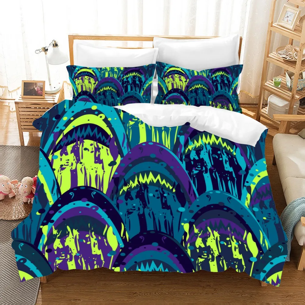 Комплект постельного белья из пододеяльника и с 3d изображением акулы|Комплекты