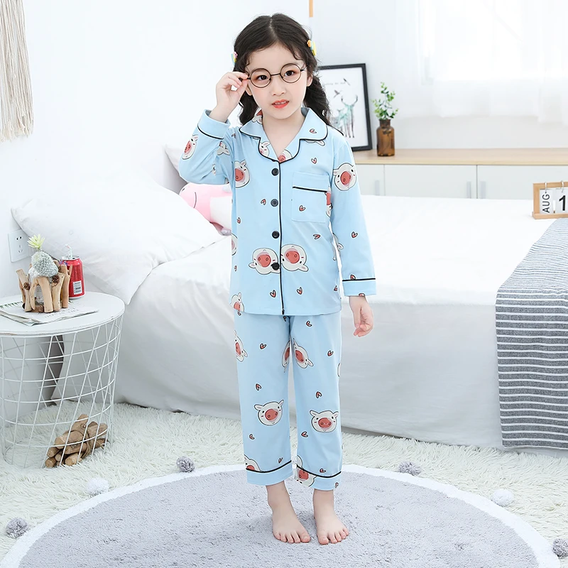 Одежда для больших девочек осенне зимние хлопковые Пижамные комплекты одежда