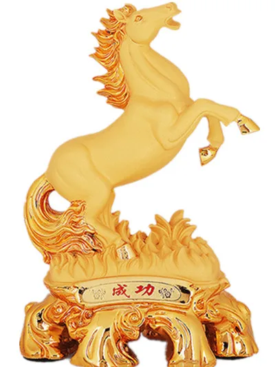 Golden horse arts and crafts family hotel decorations bring good luck office study gift free shipping