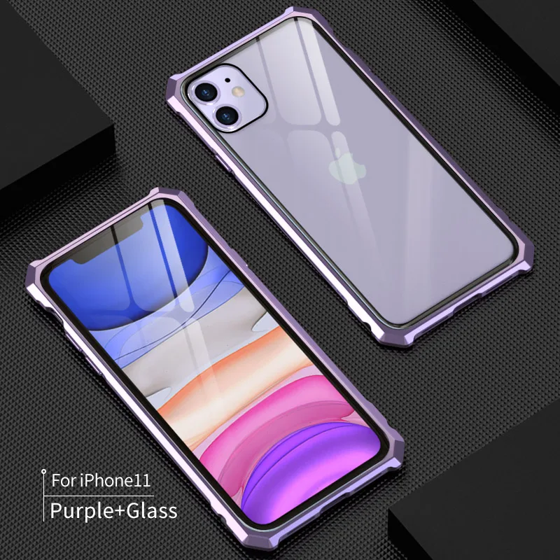 Роскошный металлический корпус для iphone 11 Pro Max, задняя крышка из закаленного стекла для iphone 11 Pro, алюминиевая рамка для iphone 11