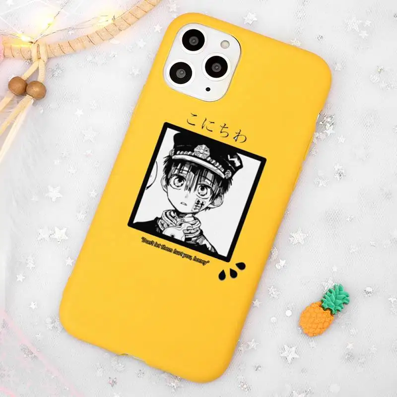 

anime Jibaku Shounen Hanako kun Phone Case Candy Color Yellow for iPhone 11 12 pro XS MAX 8 7 6 6S Plus X 5S SE 2020 XR