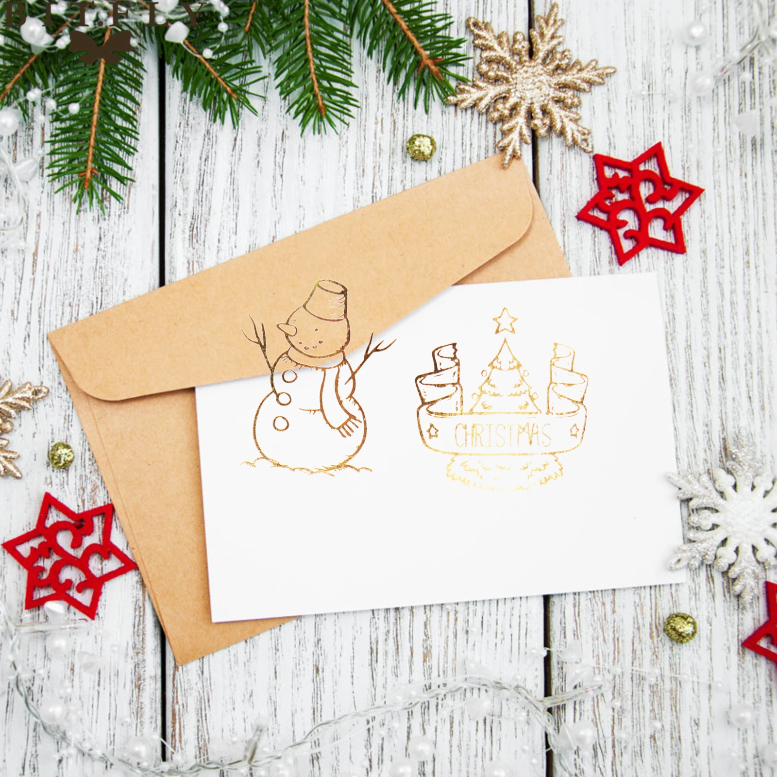 BITFLY Merry Christmas снеговик, Рождественская елка, Лось альбом для стикеров, Подарочная коробка, украшение, бронзовая этикетка, новогодние украшения