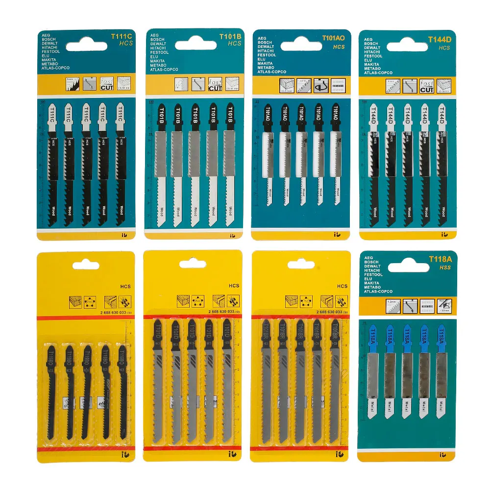 

1set Jig Saw Blade Jigsaw Blades Set Cutting Tool Kits Metal Wood Assorted Blades Woodworking T101B/T118A/T111C/T101AO/T119BO