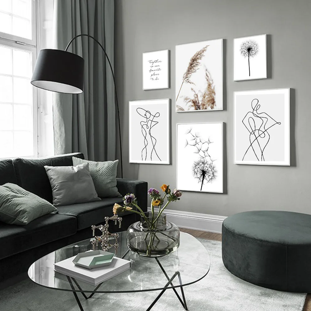 Скандинавская простая Настенная картина на холсте рисунок женщины линия тела