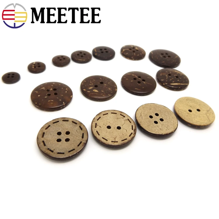 100 шт. деревянные пуговицы Meetee с 2-4 отверстиями 10-18 мм натуральные кокосовые