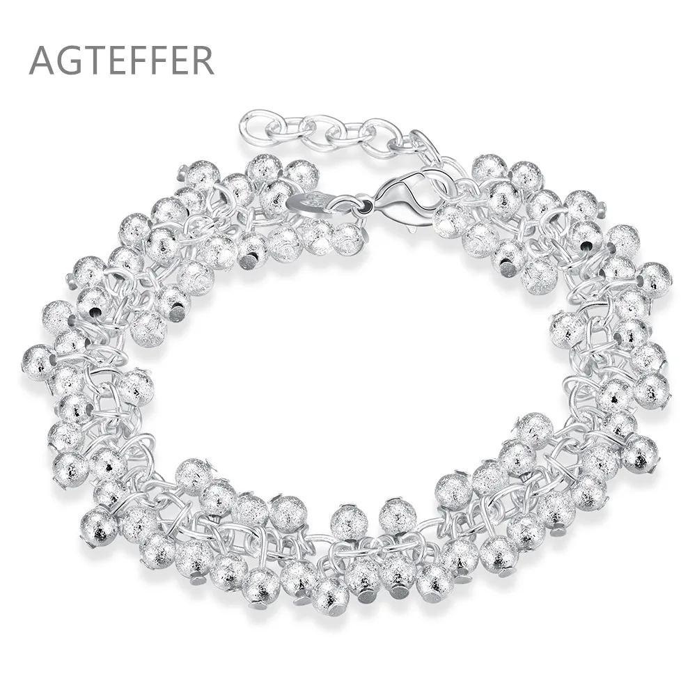 

Браслет AGTEFFER из серебра 925 пробы с искусственными бусинами для женщин, модные ювелирные украшения для свадебной помолвки и вечеринки