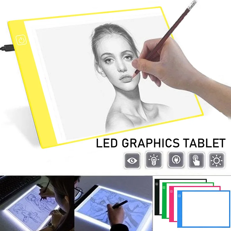

A5 USB Powered Ultra-thin LED Drawing Board Aritist Stencil Board Light Box Tracing Drawing Pad Table 3 Level Dimming