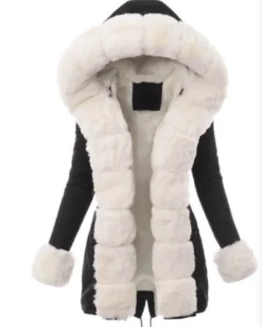 

Women's Winter Cotton Clothes Coat 2021 New Fashion Solid Color Warm Coat Hooded Coat Wool Collar Cotton Coats Casual Female