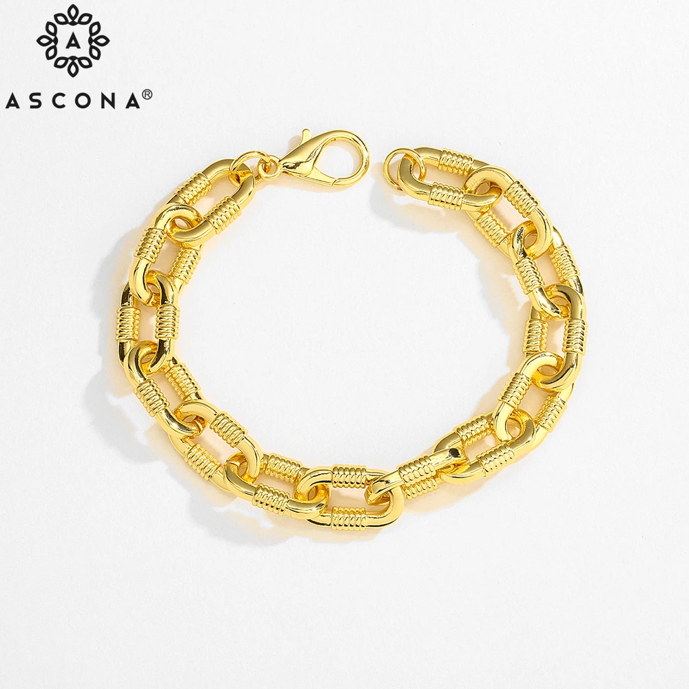 

ASCONA Punk Big Gold Cuban Link Chain Bracelet For Women 2021 Fashion Hiphop Thick Chunky Charm Bracelets Bangles Jewelry Gift