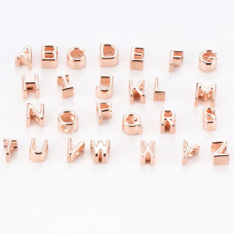 

Original 925 Sterling Silver Bead Rose Gold 26 Letter Beads Fit Pandora Women Bracelet & Necklace Diy Jewelry