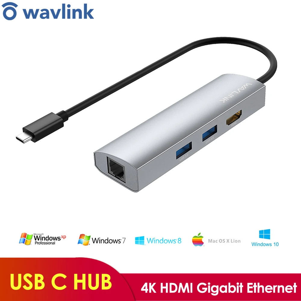 

USB C 3,1 гигабитный адаптер HDMI 4K @ 60 гц мультиконцентратор USB 3,0 мини док-станция тип C RJ45 гигабитный Ethernet LAN порт для Windows Mac OS X